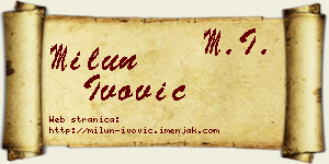 Milun Ivović vizit kartica